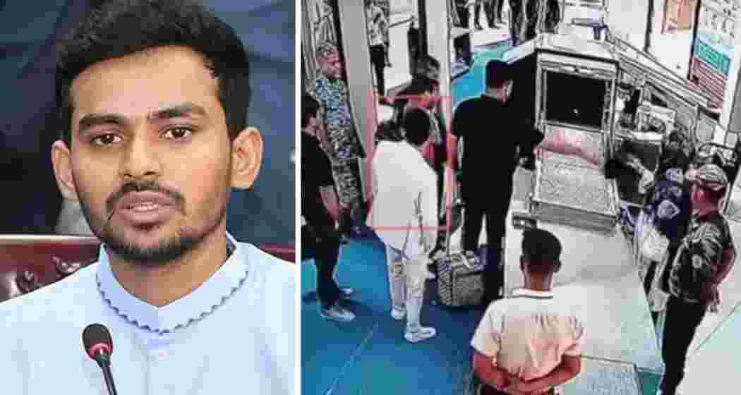A screen grab from the airport's CCTV footage shows security personnel at Dhaka’s Hazrat Shahjalal International Airport allegedly letting adviser Asif Mahmud Sajib Bhuiyan board a flight despite an AK-47 magazine found in his cabin bag.