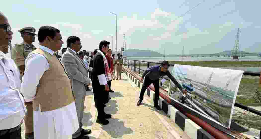 King Jigme Khesar Namgyel Wangchuck of Bhutan inspects the Inland Waterways Terminal and Multi-Modal Logistics Park at Jogighopa, Assam. 