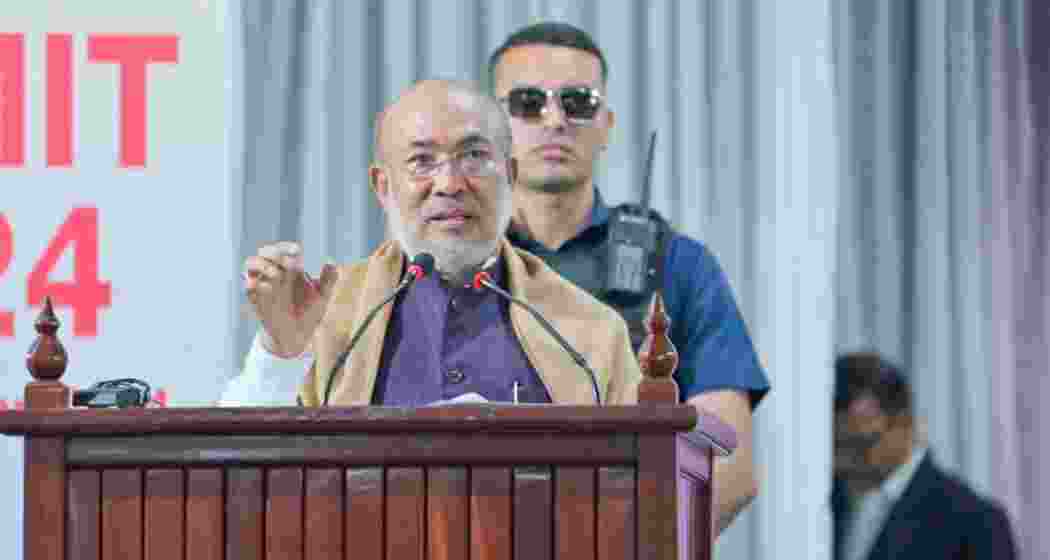 Manipur Chief Minister N. Biren Singh interacts with attendees during the Nupi Lan commemoration event in Imphal, emphasising public cooperation for peace and celebrating the legacy of Manipuri women on Thursday.