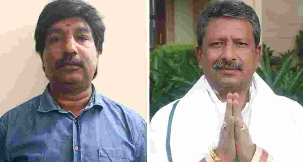 BJP MLA Byrathi Basavaraj (R) has been named in a murder case after Shiva (L), a local with a criminal record, was killed in Bengaluru late on Tuesday. 