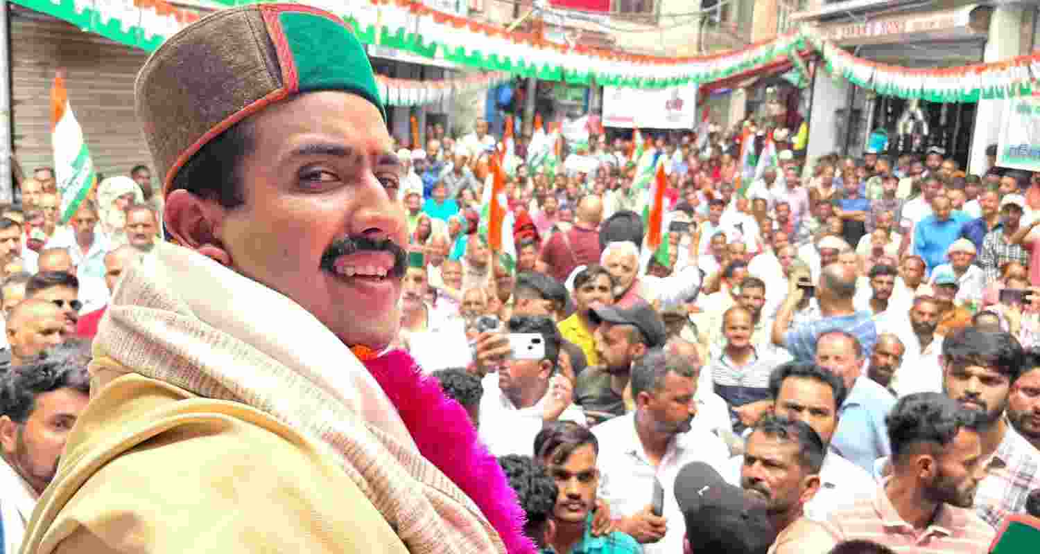 Congress leader Vikramaditya Singh at a public rally. File photo.