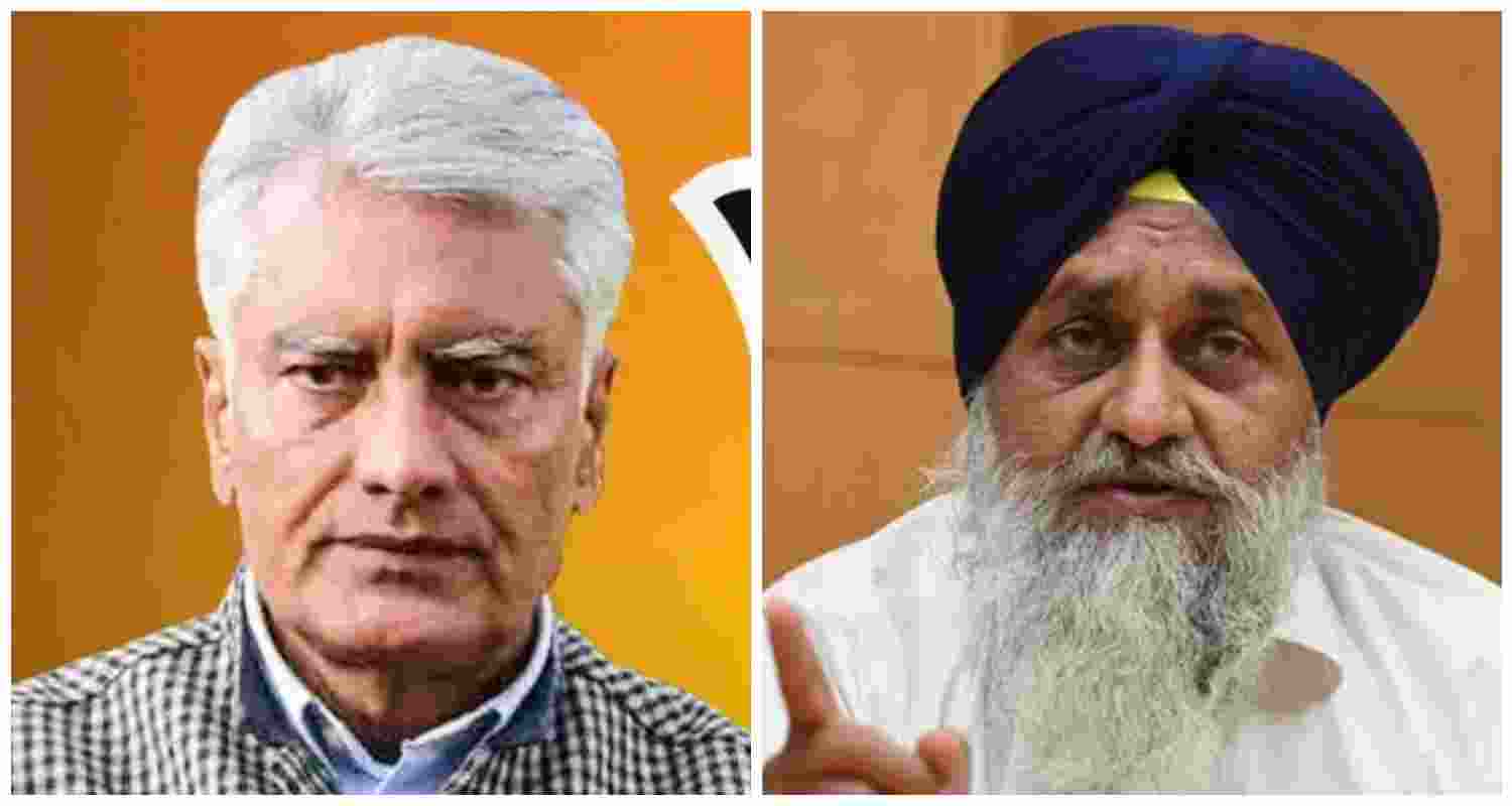 Sunil Kumar Jakhar (L), BJP Punjab President SAD-B chief Sukhbir Singh Badal (R).