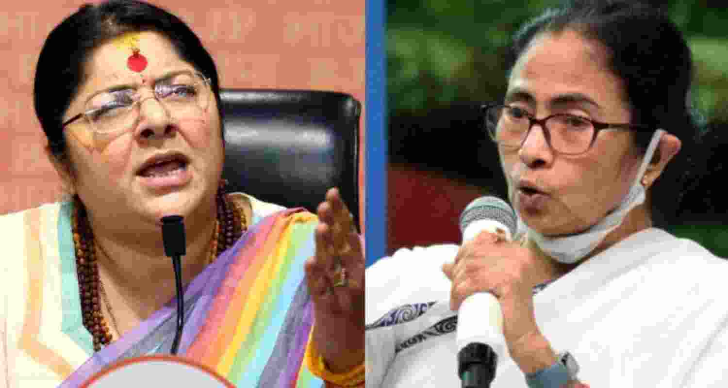 BJP MP Locket Chatterjee (left), West Bengal Chief Minister Mamata Banerjee