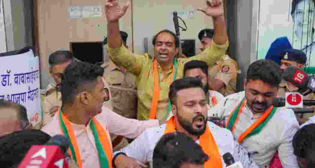 Bharatiya Janata Yuva Morcha (BJYM) staged a protest in Mumbai, during which they vandalised the Congress office near Azad Maidan.