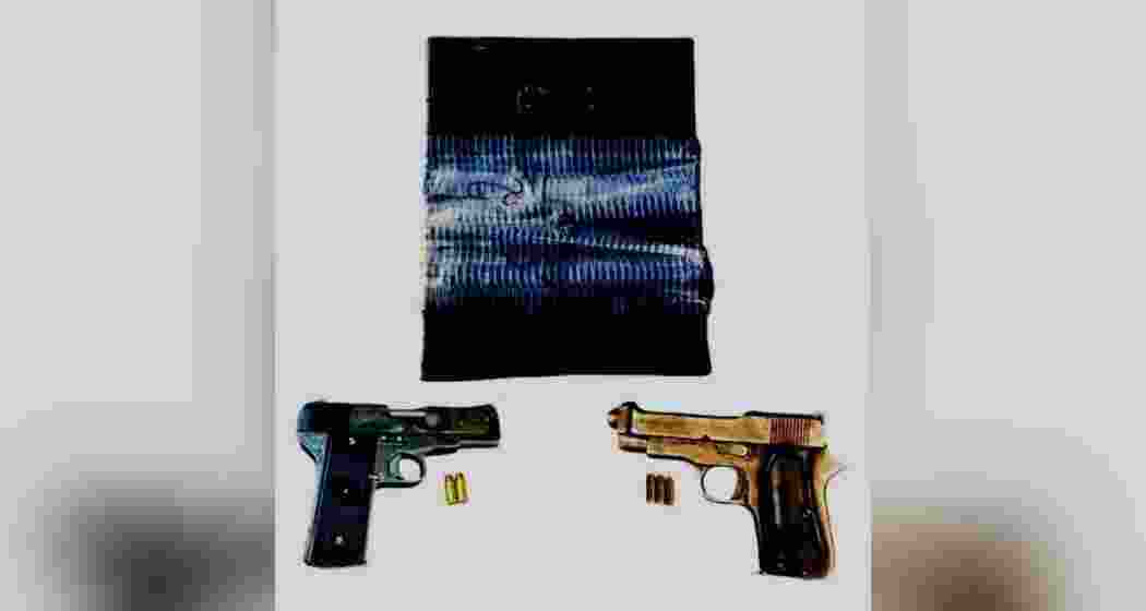 Arms, ammunition, and RDX-based explosives recovered from BKI operatives on display. 