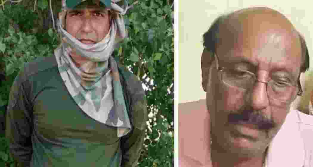 The detained BSF jawan P. K. Singh (left) and his father Bholanath Sahu (right) at their home in Rishra, Hooghly district, West Bengal, on Friday, April 25, 2025.