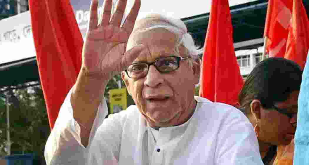 File photo of Buddhadeb Bhattacharjee waving at his supporters.