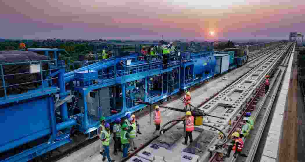 Work underway at the Mumbai–Ahmedabad bullet train route.