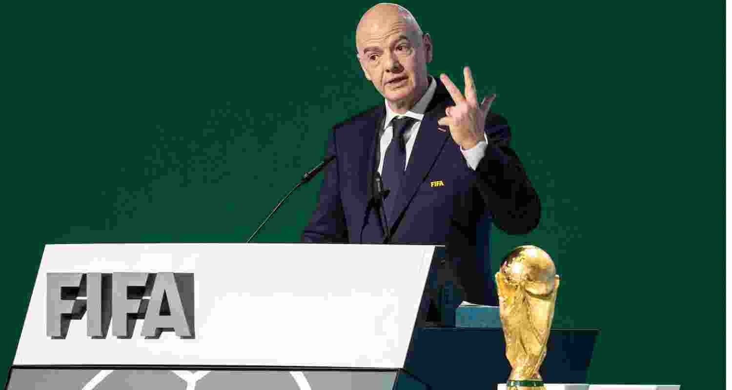 FIFA President Gianni Infantino addressing the FIFA Congress in Vancouver.