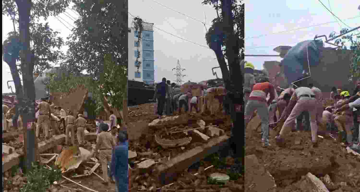 Two people died and three were rescued after a two-storey building collapsed in Chandigarh's Industrial Area during renovation work on Saturday.