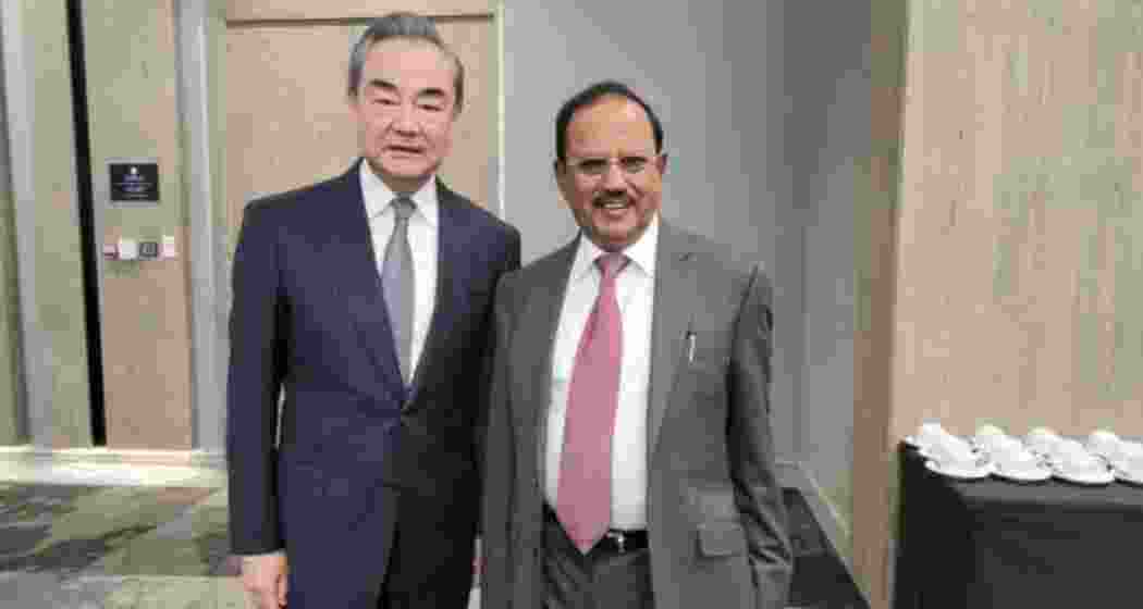 Chinese Foreign Minister Wang Yi with India's National Security Advisor Ajit Doval. File photo.