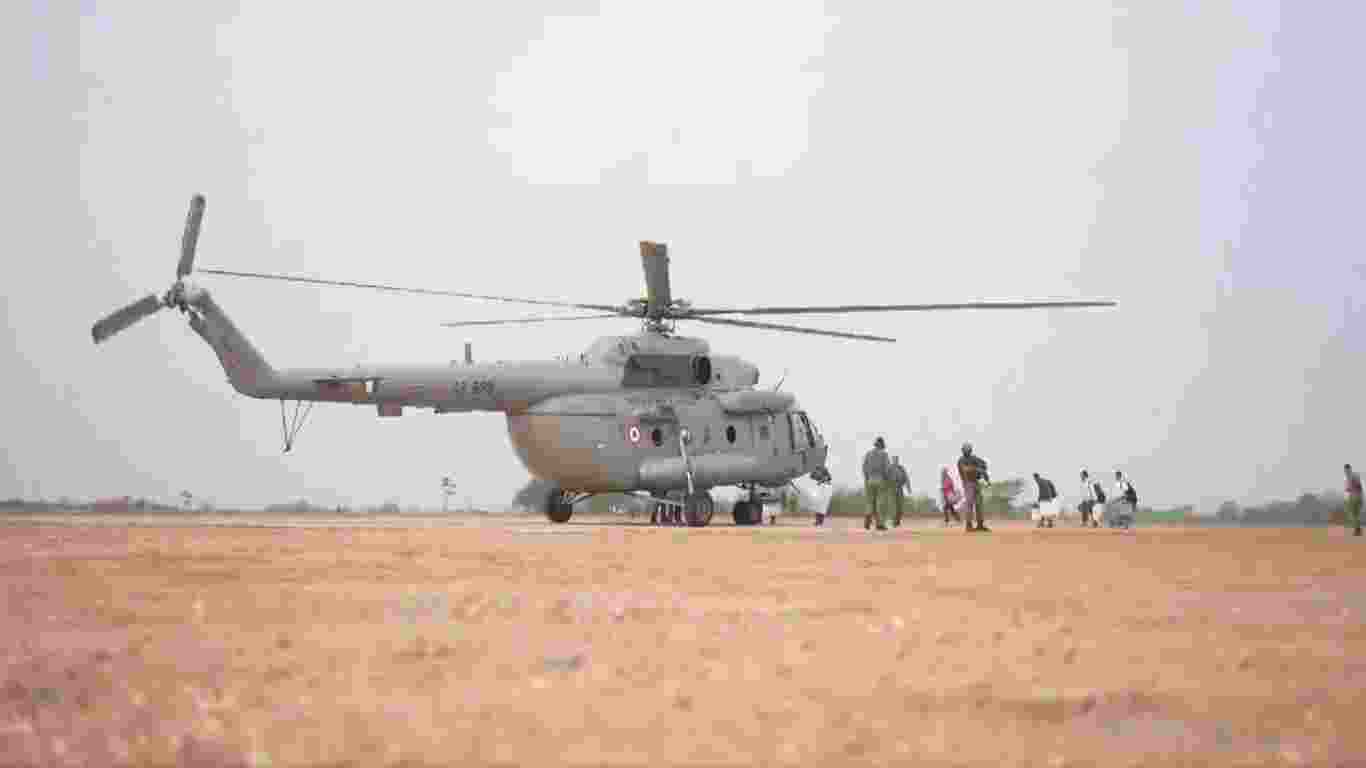 Polling parties and materials were taken by choppers to 126 polling stations in Singhbhum, Election Commission (EC) officials said, adding that about a 100 polling parties were sent via a special train from Chakradharpur to Rourkela and then onward to other destinations, often travelling by foot to reach remote areas.