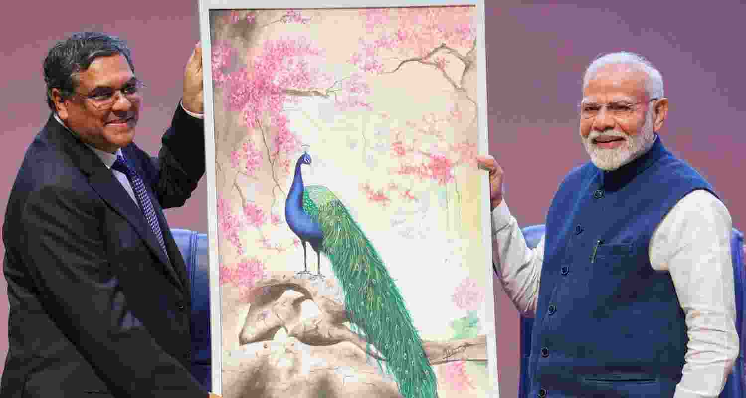 PM Modi and CJI Sanjeev Khanna at the Supreme Court on the occasion of Constitution day.