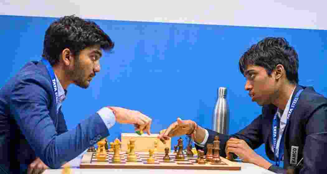 Indian Grandmasters Gukesh and Praggnanandhaa.