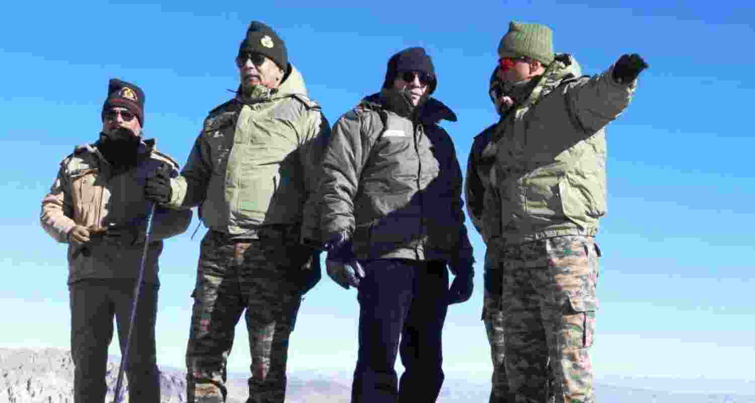 Defence Secretary Rajesh Kumar Singh with military officials during his visits. 