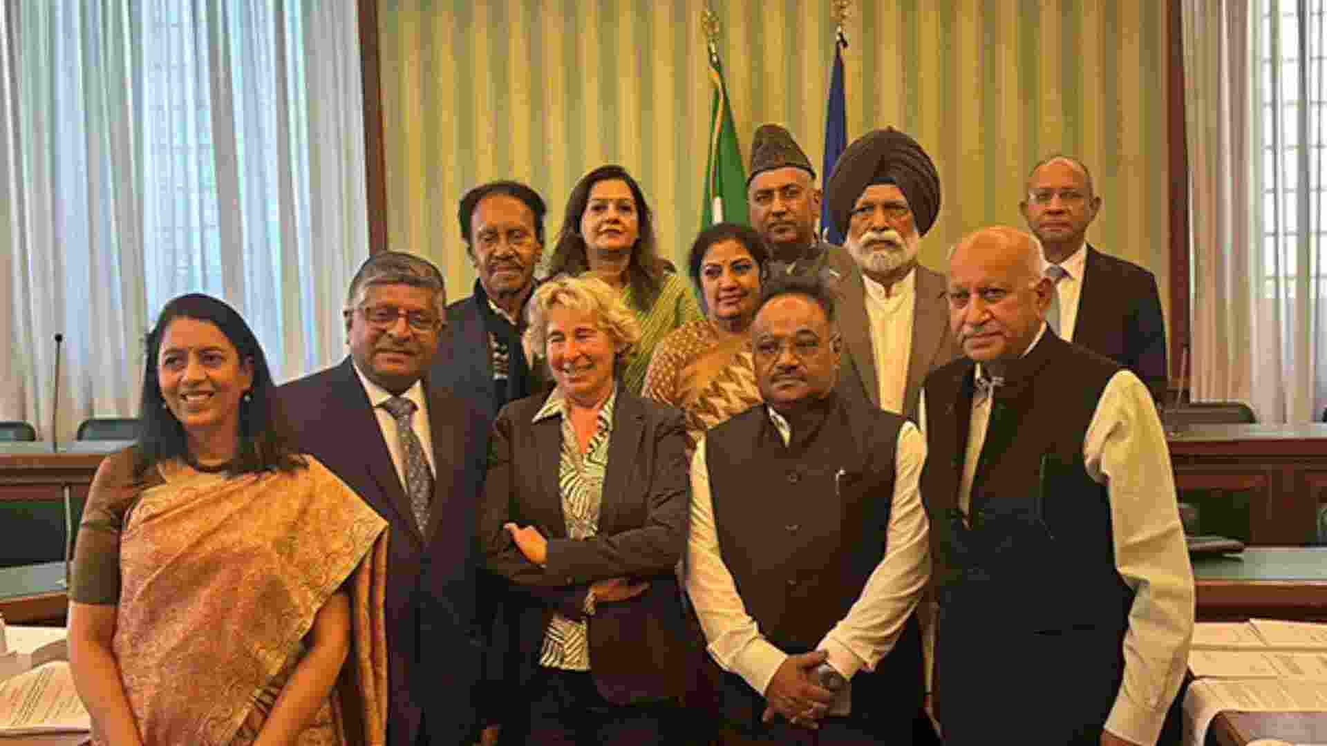 Ravi Shankar Prasad-led delegation meets Italian Senate's Craxi. 