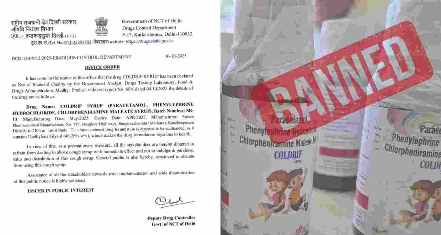 Delhi bans Coldrif cough syrup. 