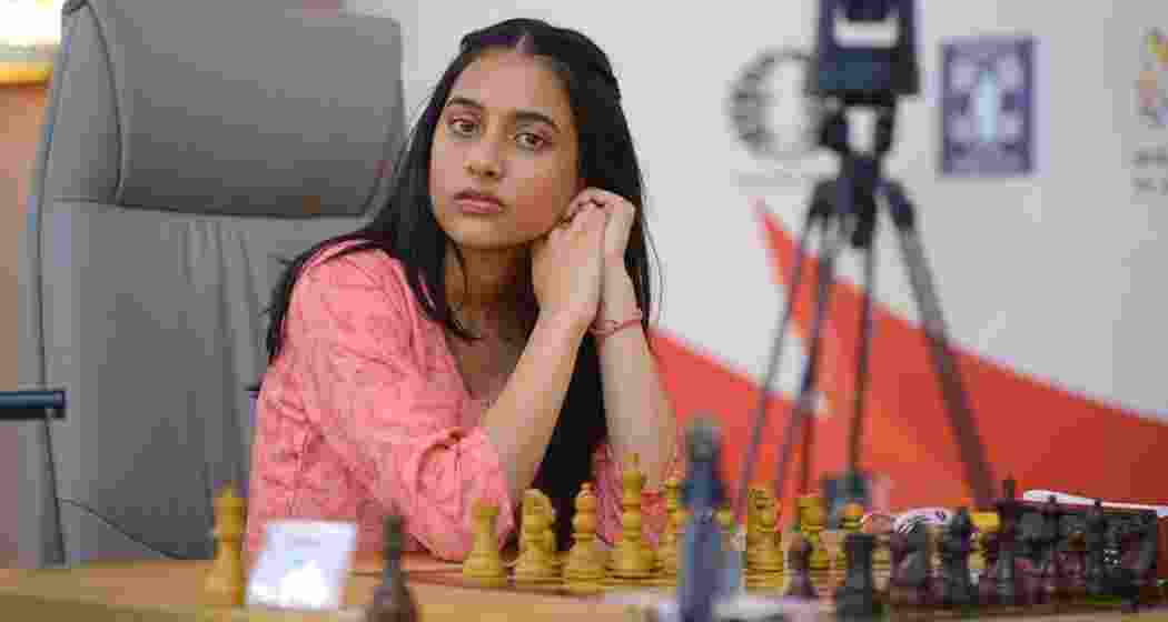 Divya Deshmukh during the FIDE Women’s World Cup in Batumi on Sunday.