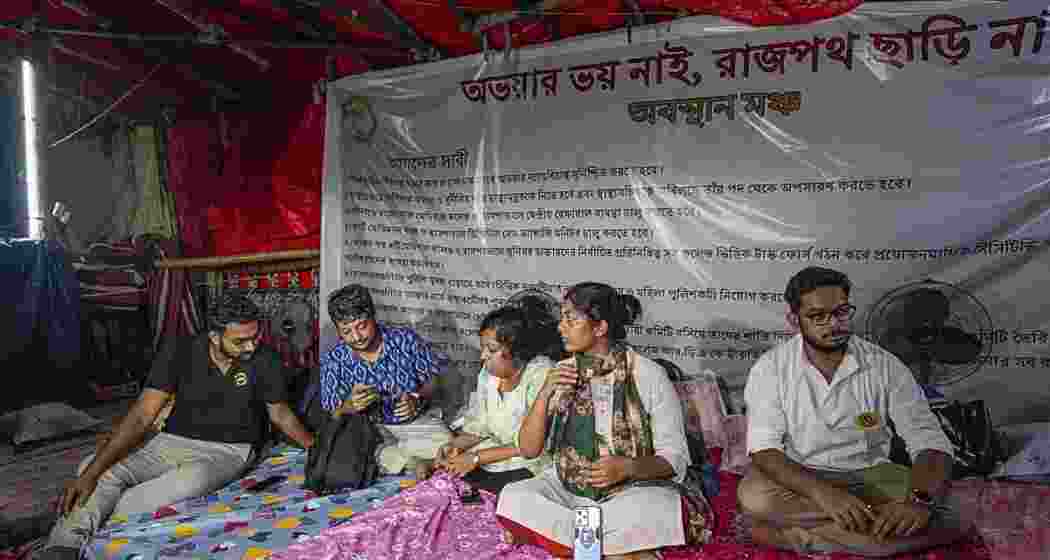 Junior doctors on their 16th day of hunger strike at Esplanade.