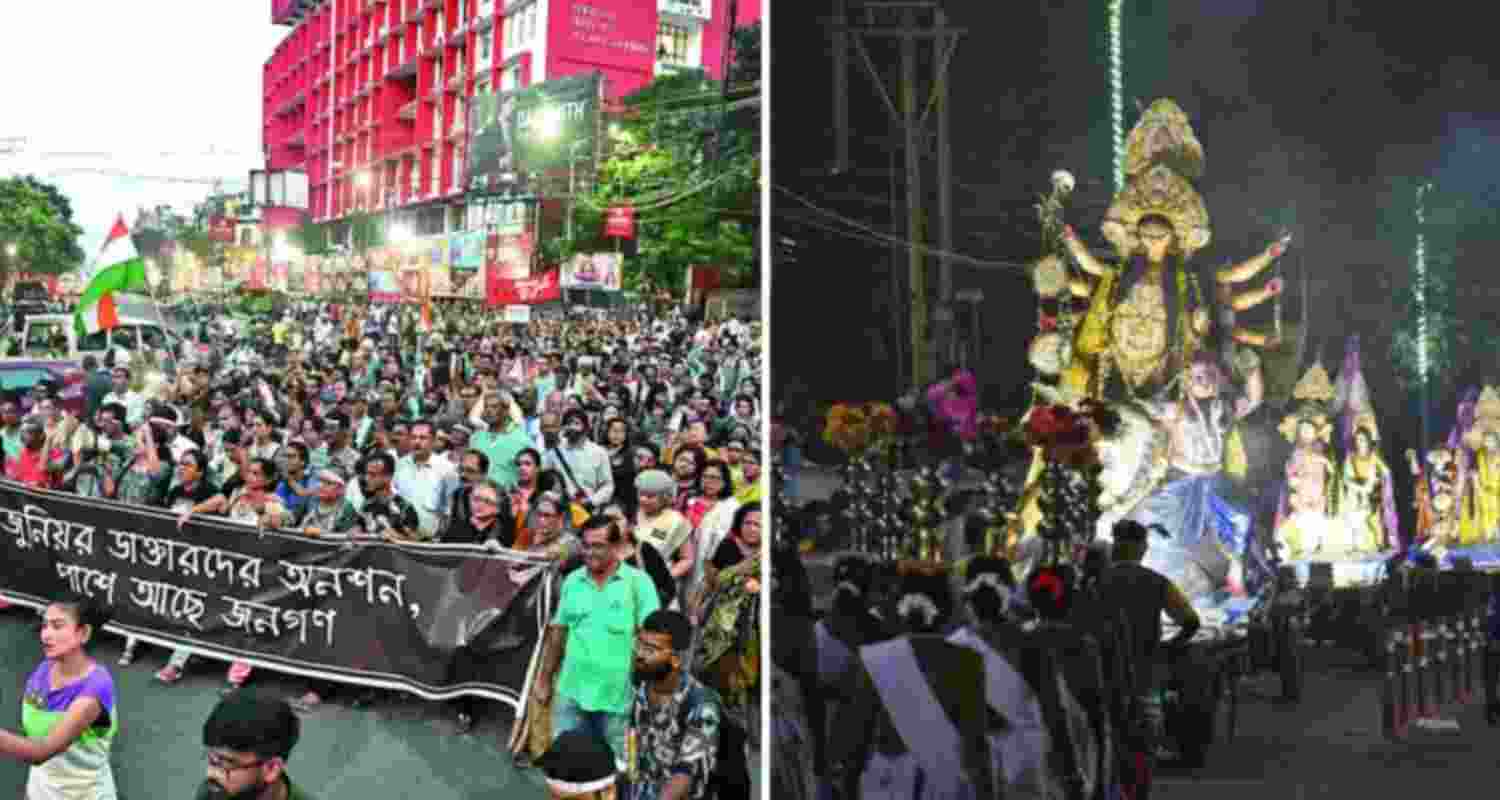 RG Kar: Medics launch 'carnival of protest' vis-à-vis Durga Puja procession

