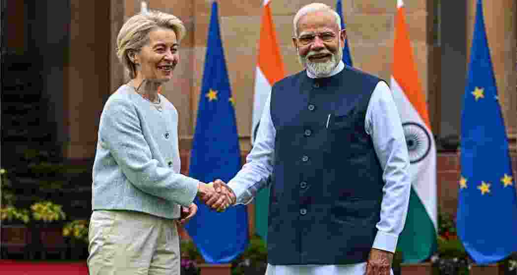 European Commission President Ursula von der Leyen and Prime Minister Narendra Modi. 