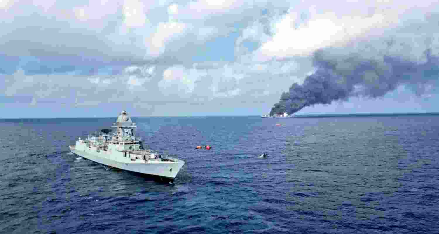 INS Surat rescues 18 from blaze-hit container ship