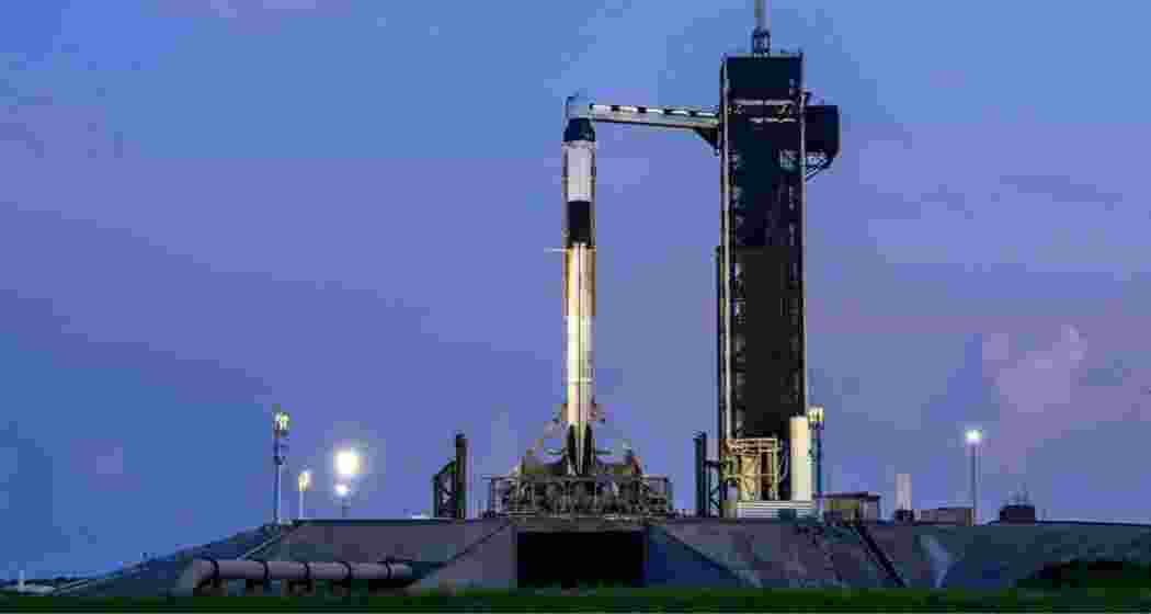 SpaceX’s Falcon 9 rocket stands poised on the launchpad ahead of liftoff, ready to carry the Axiom-4 crew, including India’s Shubhanshu Shukla, into space