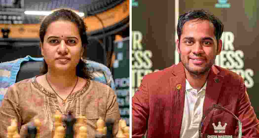 Indian chess stalwarts Koneru Humpy (L) and Arjun Erigaisi have secured bronze medals at the FIDE World Rapid Chess Championships in Doha.
