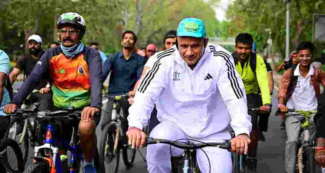 Participants take part in cycling and fitness activities during the Fit India Sundays on Cycle event in New Delhi, held ahead of World Health Day celebrations. Representational image. 