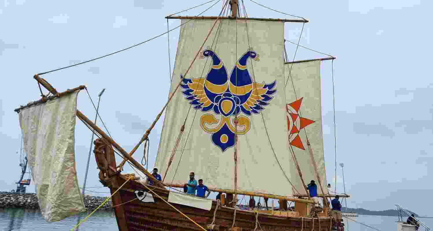 The ship has been built using an ancient “stitching” technique using coir rope, coconut fibre and natural resin, inspired by a 5th-century CE ship depicted in the paintings of Ajanta Caves