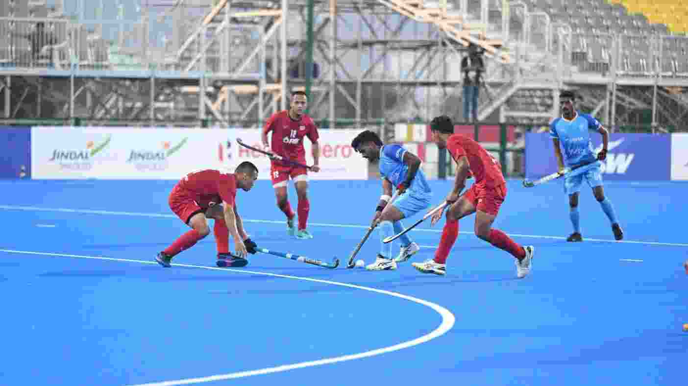 Indian Junior Men's team in action against Thailand. Image: X.
