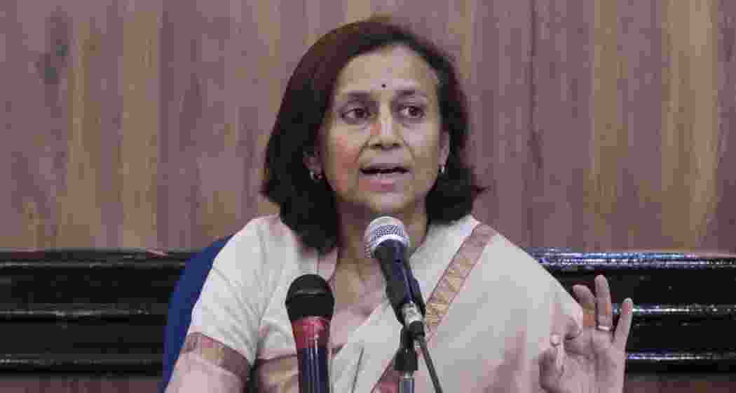 Climate activist Sonam Wangchuk’s wife, Gitanjali J Angmo addresses a press conference. 