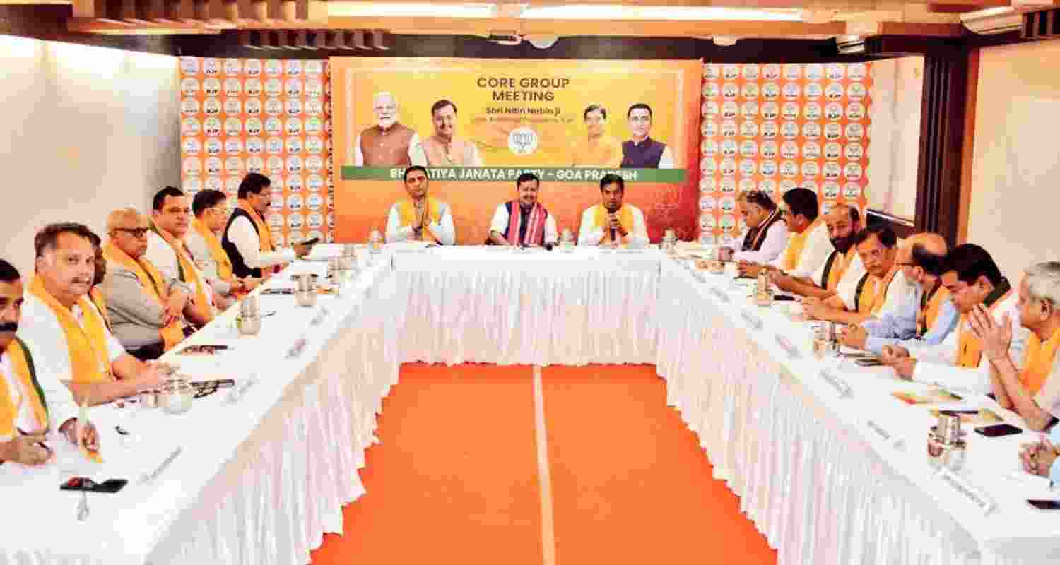 Bharatiya Janata Party National President Nitin Nabin chairs the BJP Goa Core Committee meeting in Panaji on Friday - Image via X.