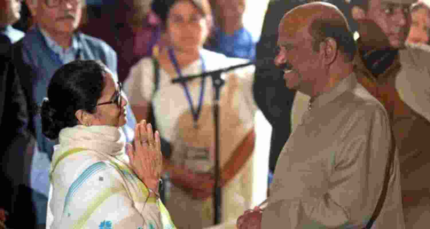 West Bengal Chief Minister Mamata Banerjee with Governor CV Anand Bose.