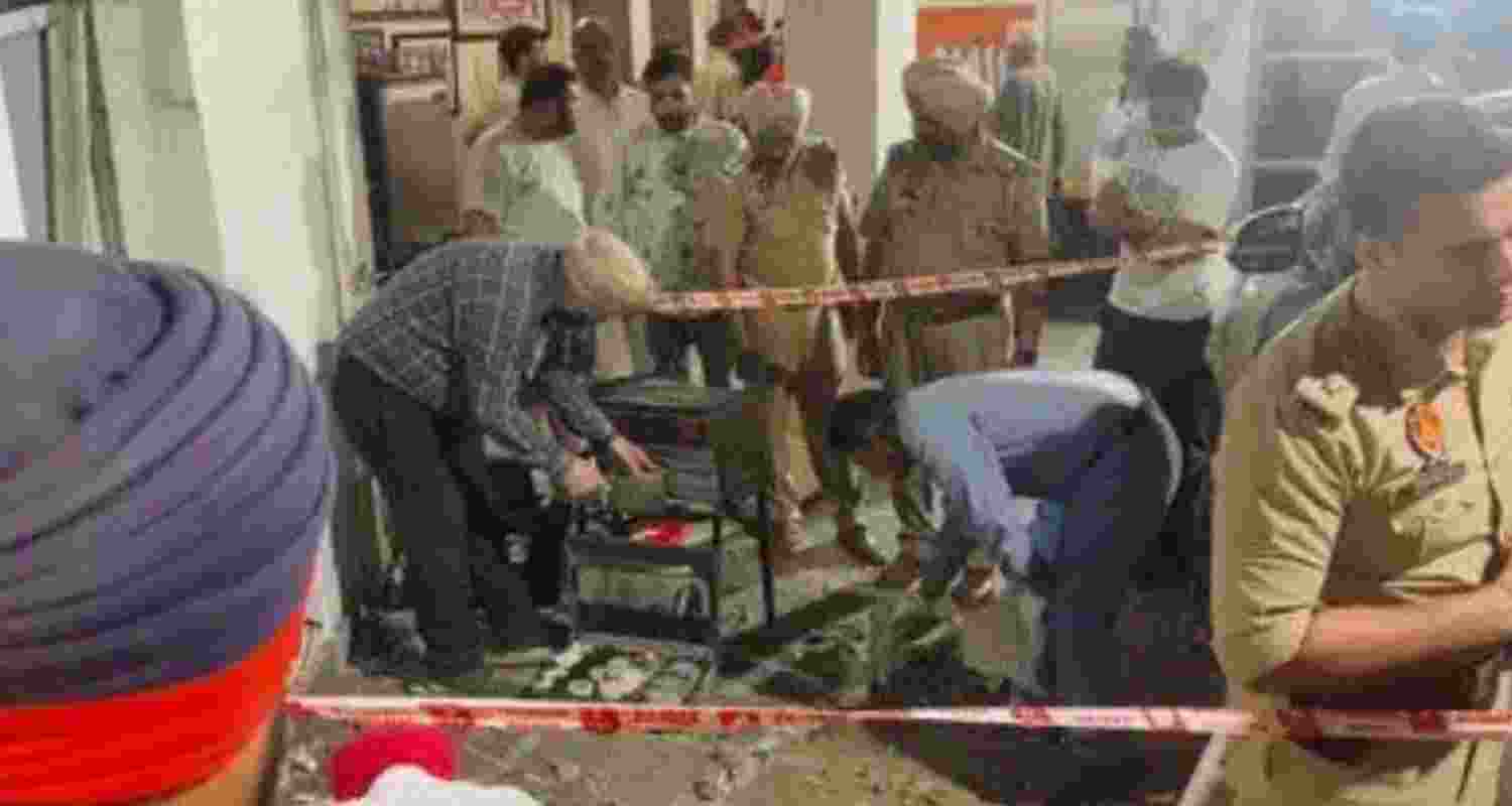 Scenes after grenade blast at Punjab BJP leader Manoranjan Kalia's home. 