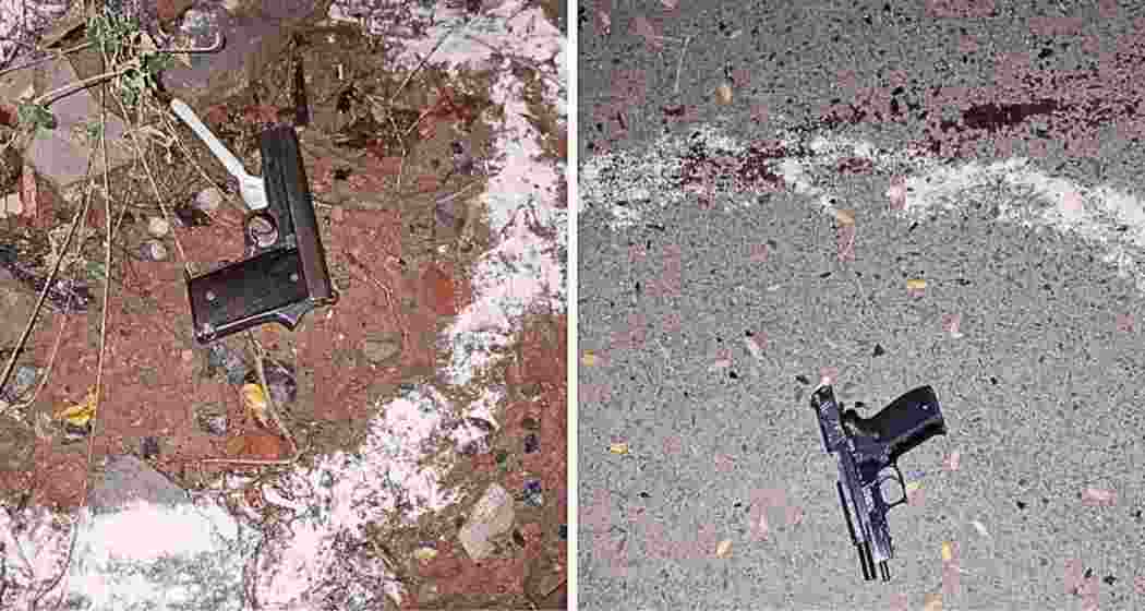 Automatic pistols recovered from the encounter site in Gurugram, where four alleged Deepak Nandal gang shooters were killed in a gun battle with the Crime Branch on Thursday night.
