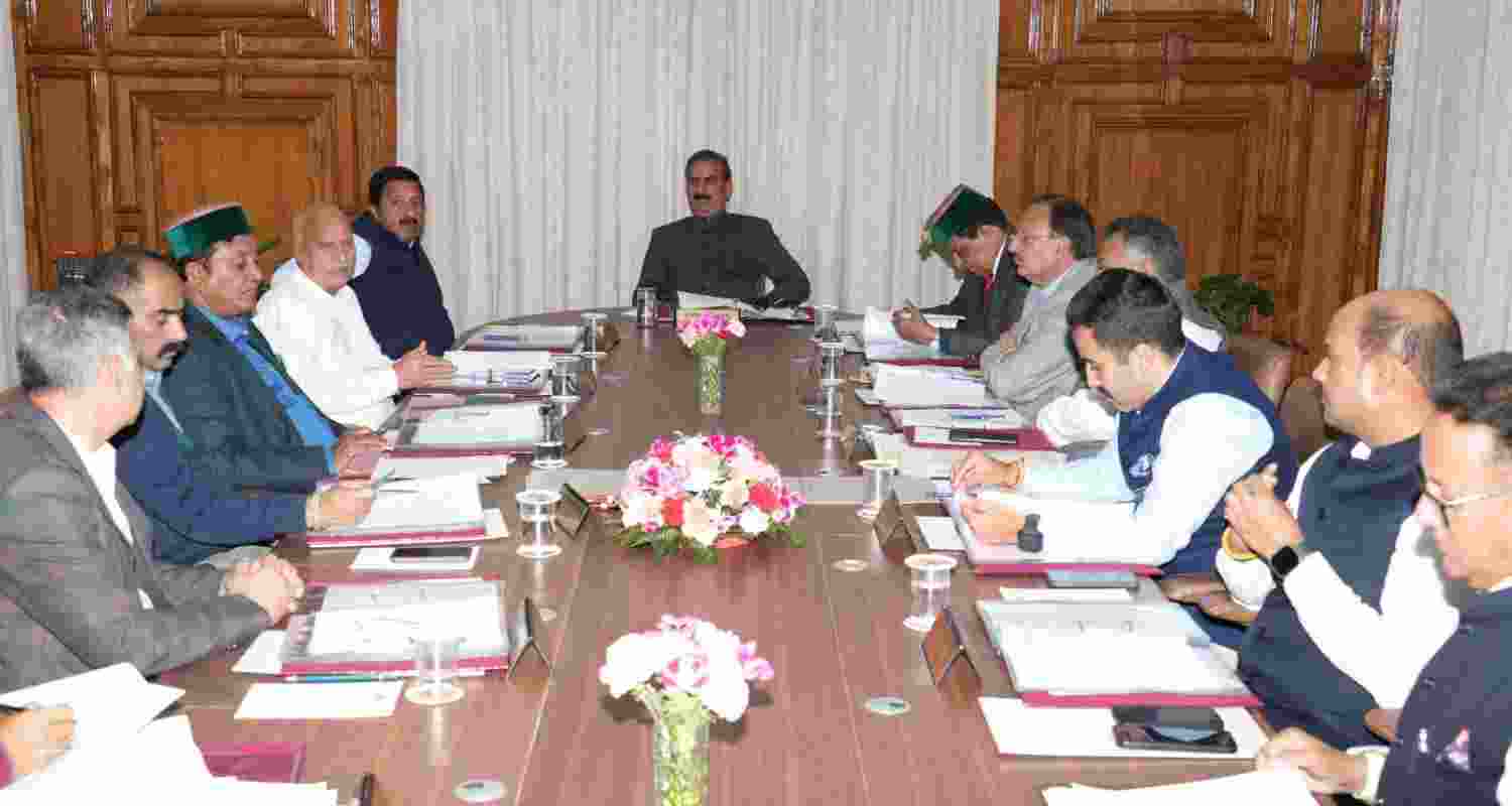 Himachal Chief Minister Sukhvinder Singh Sukhu during the cabinet meeting. 