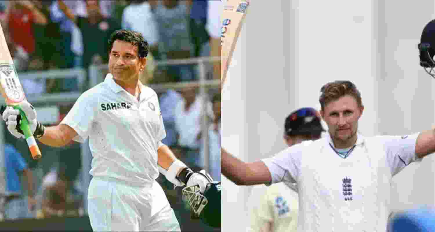 (L-R) Sachin Tendukar and Joe Root. 