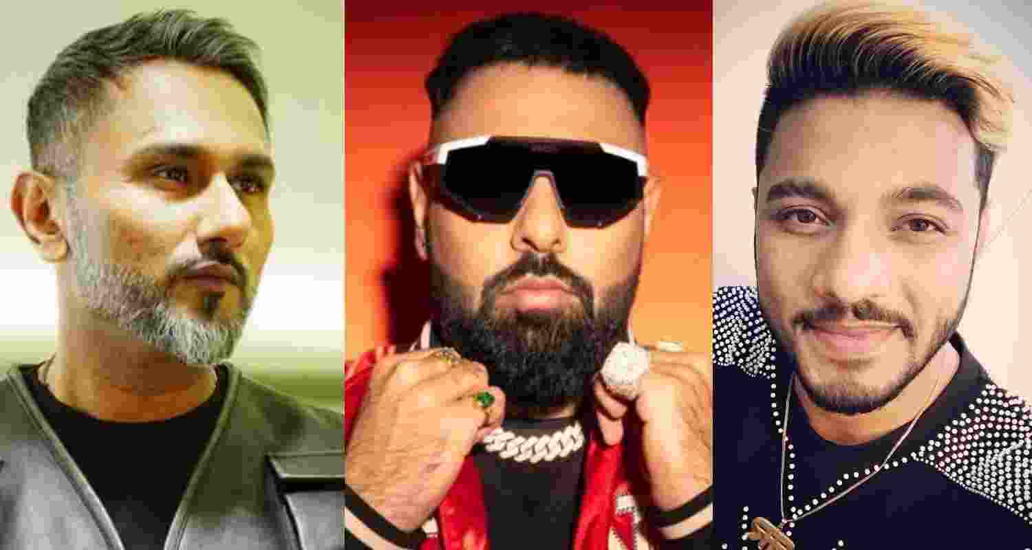Rappers Honey Singh, Badshah and Raftaar. Images: X