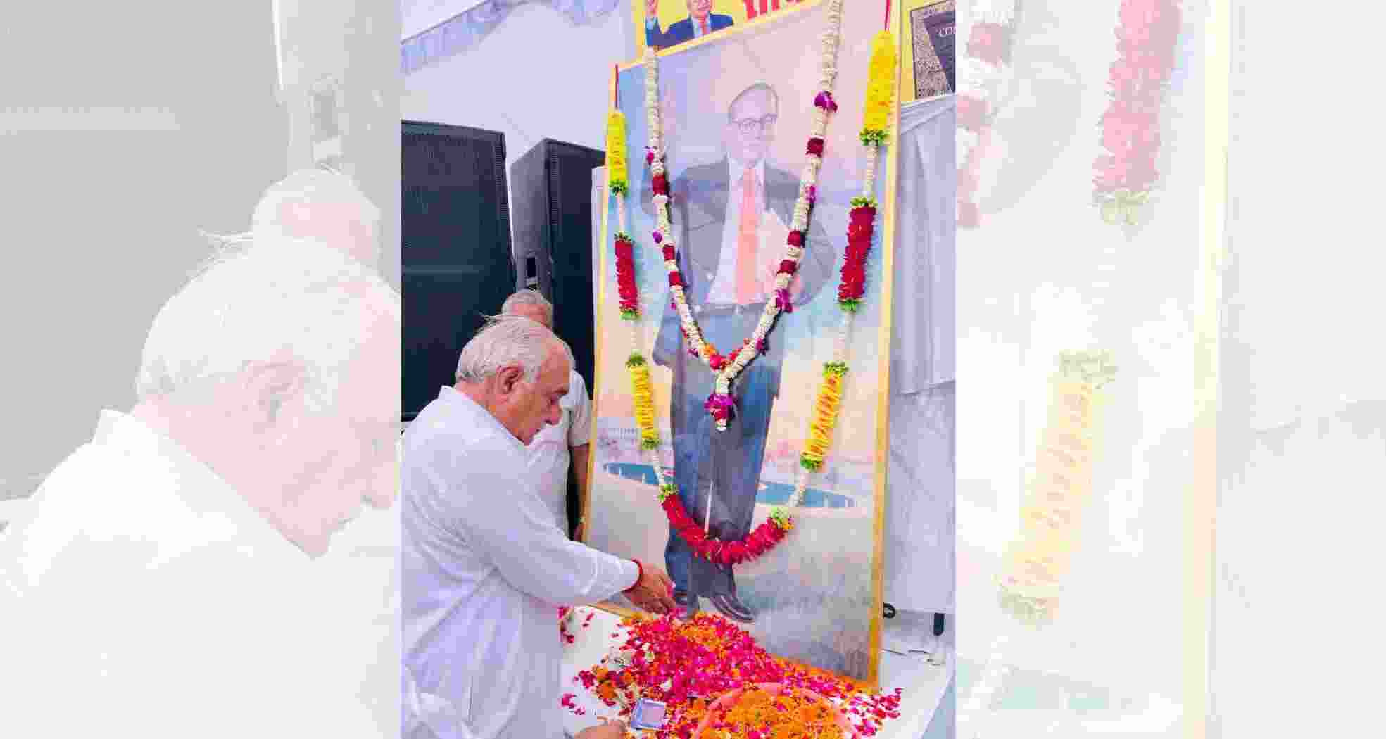 Hooda pays floral tribute to Babasaheb Bhimrao Ambedkar