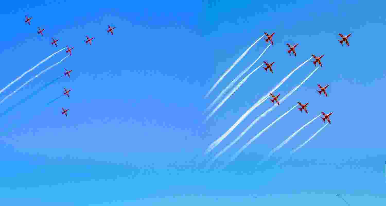 Surya Kiran team wows crowd at Hisar airshow