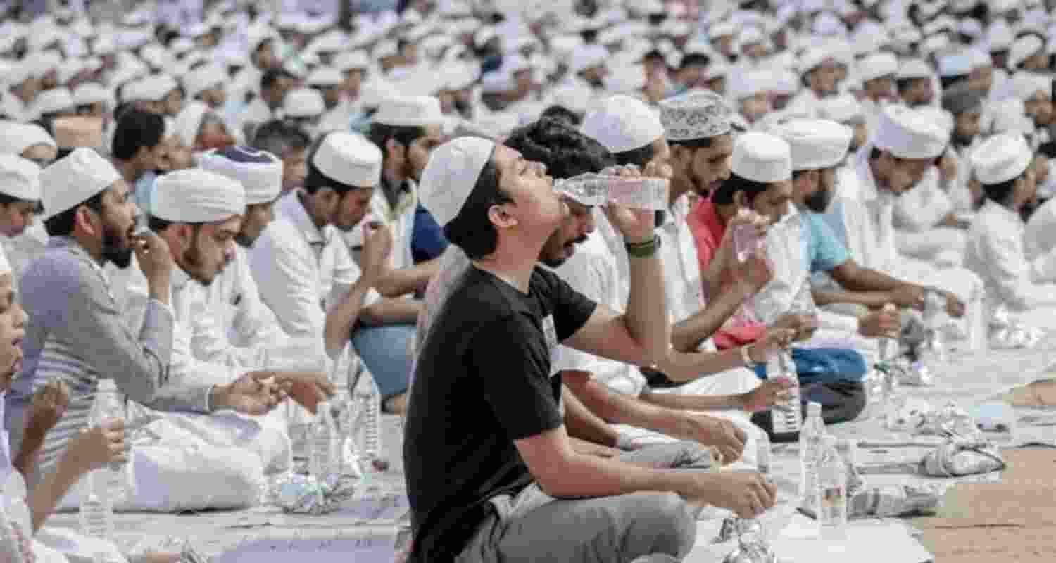 People having Iftar. 