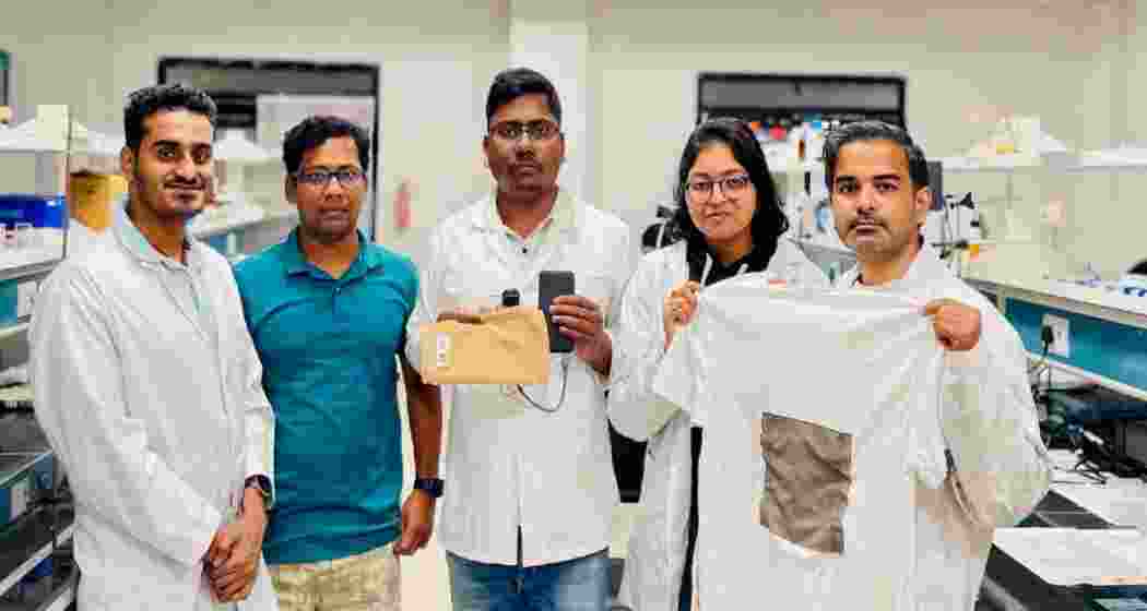 Researchers at IIT Guwahati showcase the newly developed self-cleaning heating fabric, designed to provide flexible warmth in extreme cold conditions using ultra-thin silver nanowires with a protective water-repellent coating.