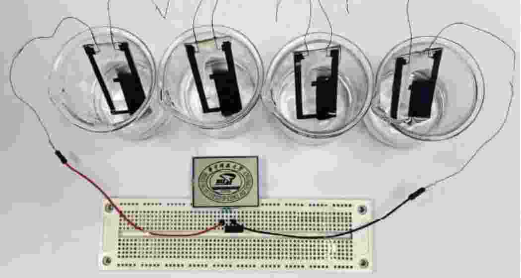 An evaporation-driven electricity generator.