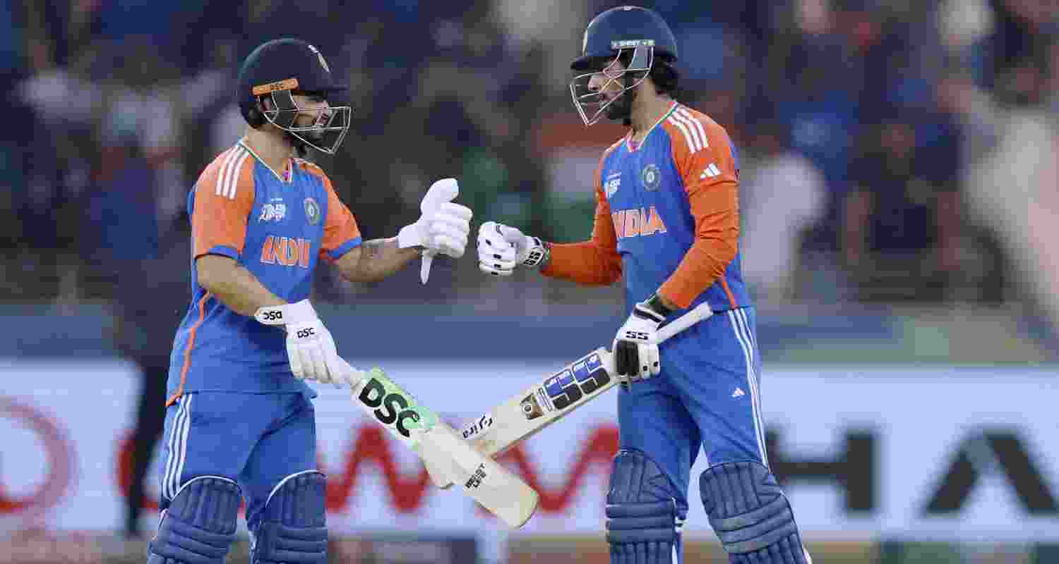 India's Rinku Singh and Tilak Varma during the Asia Cup 2025 final match between India and Pakistan, in Dubai, UAE, on Sunday.