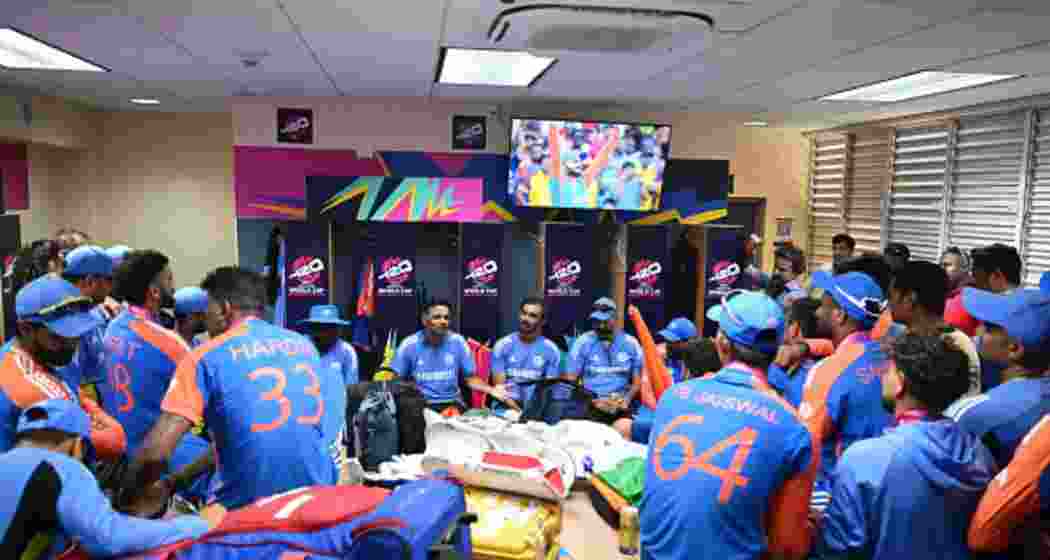 The Indian cricket team in the dressing room during a match. File photo