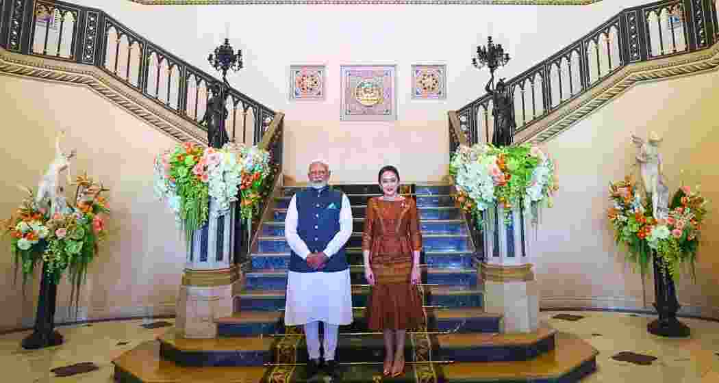 Prime Minister Narendra Modi with Thai Prime Minister Paetongtarn Shinawatra in Bangkok.