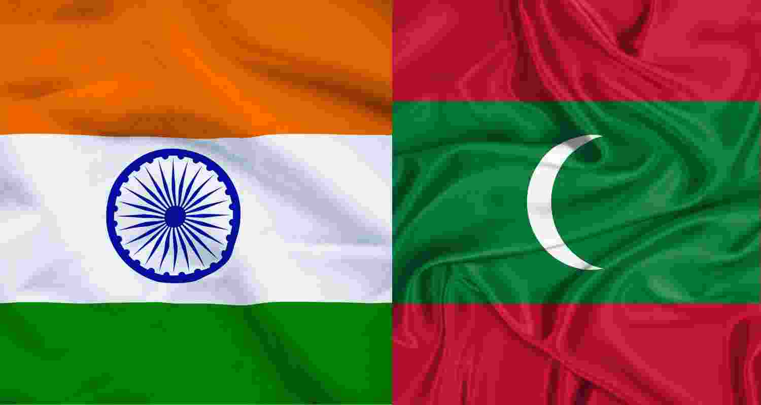 Indian and Maldivian flags. 