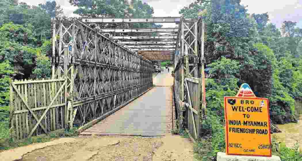 An open stretch of the Indo-Myanmar border in Mizoram, along the Indo-Myanmar Friendship Road connecting the two nations.