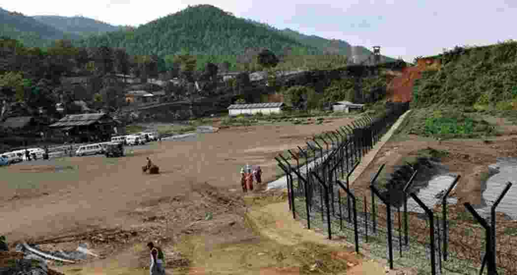 A section of the fenced Indo-Myanmar border in Manipur. 
